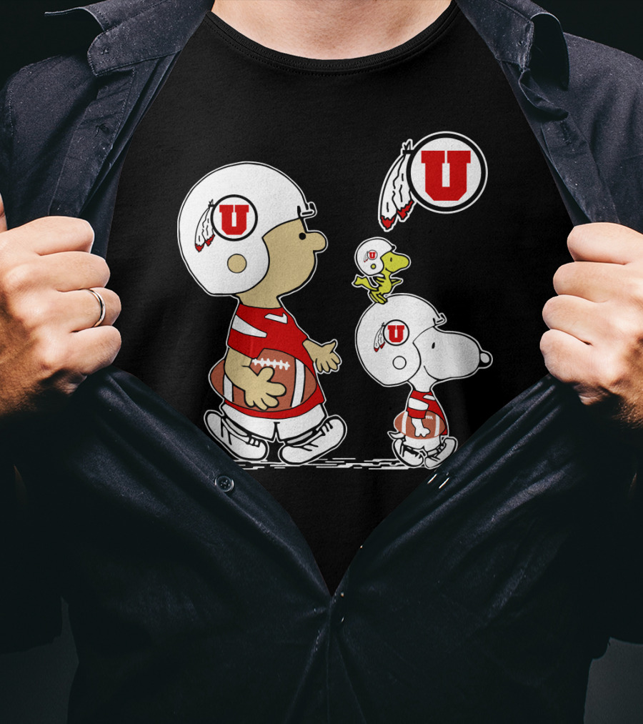 Utah Utes Football Snoopy And Woodstock Team Helmets T-Shirt