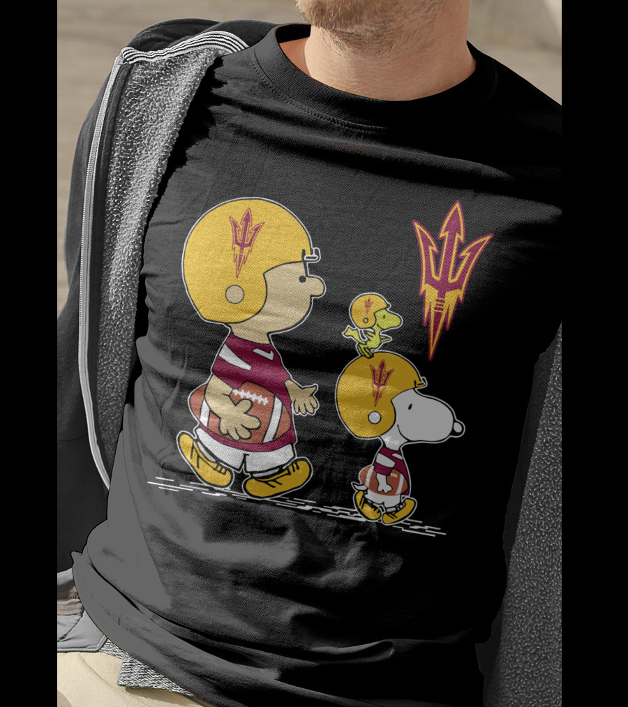 Arizona State Peanuts Football Trio Helmet T-Shirt