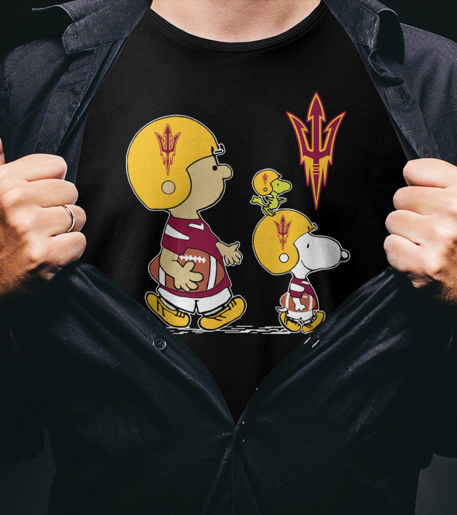 Arizona State Peanuts Football Trio Helmet T-Shirt