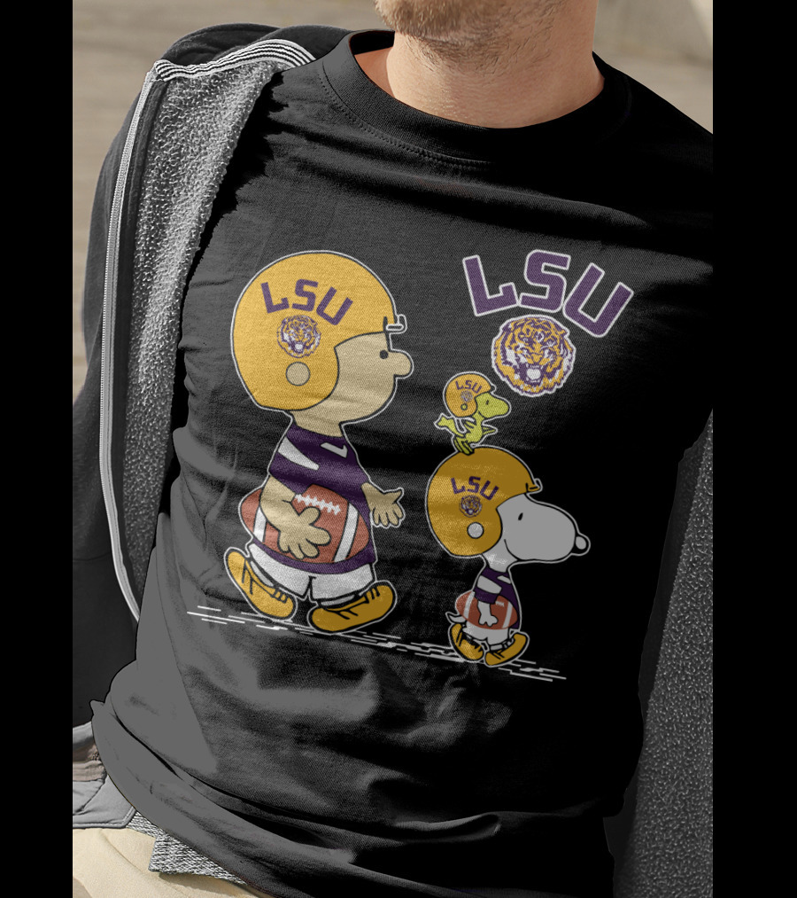 LSU Tigers Peanuts Characters Football Helmets T-Shirt