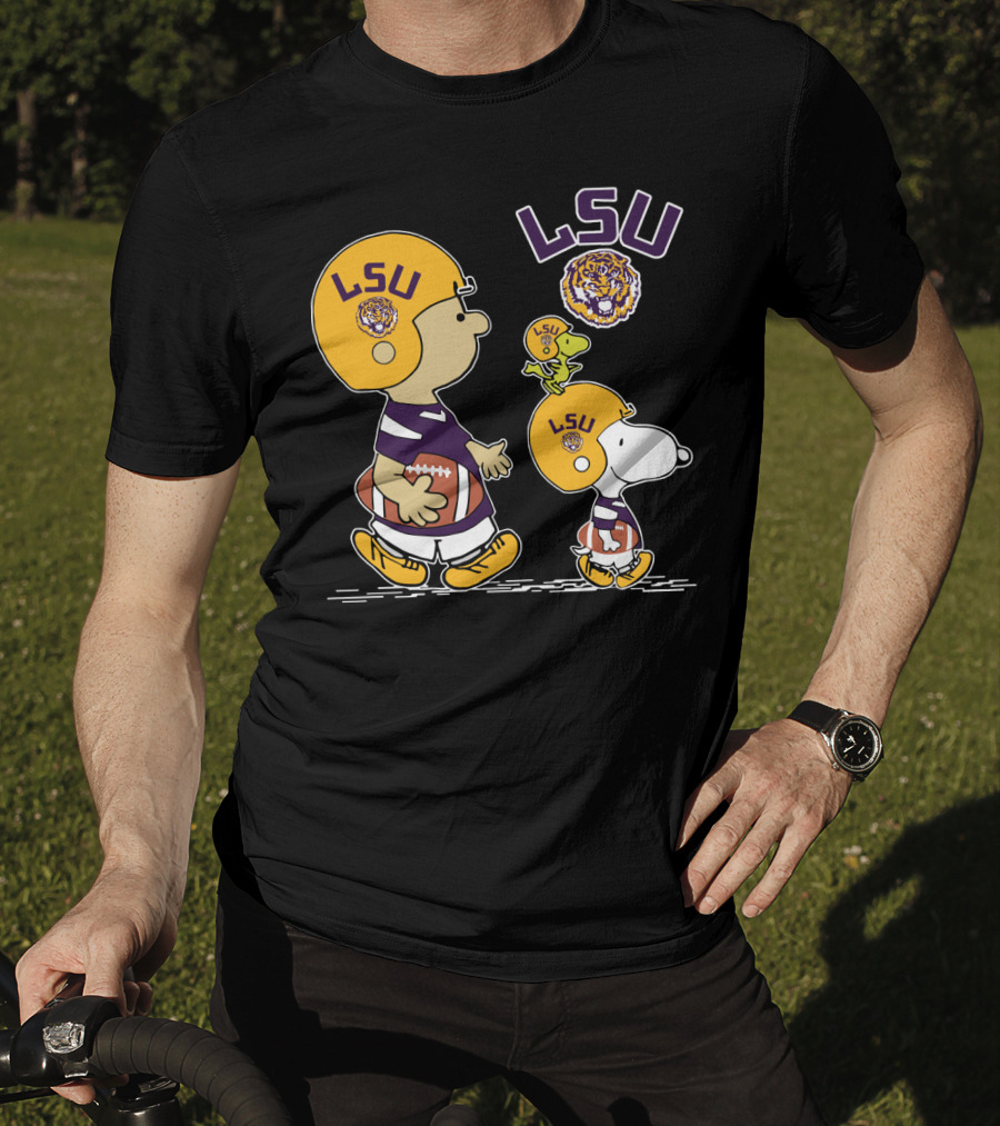 LSU Tigers Peanuts Characters Football Helmets T-Shirt