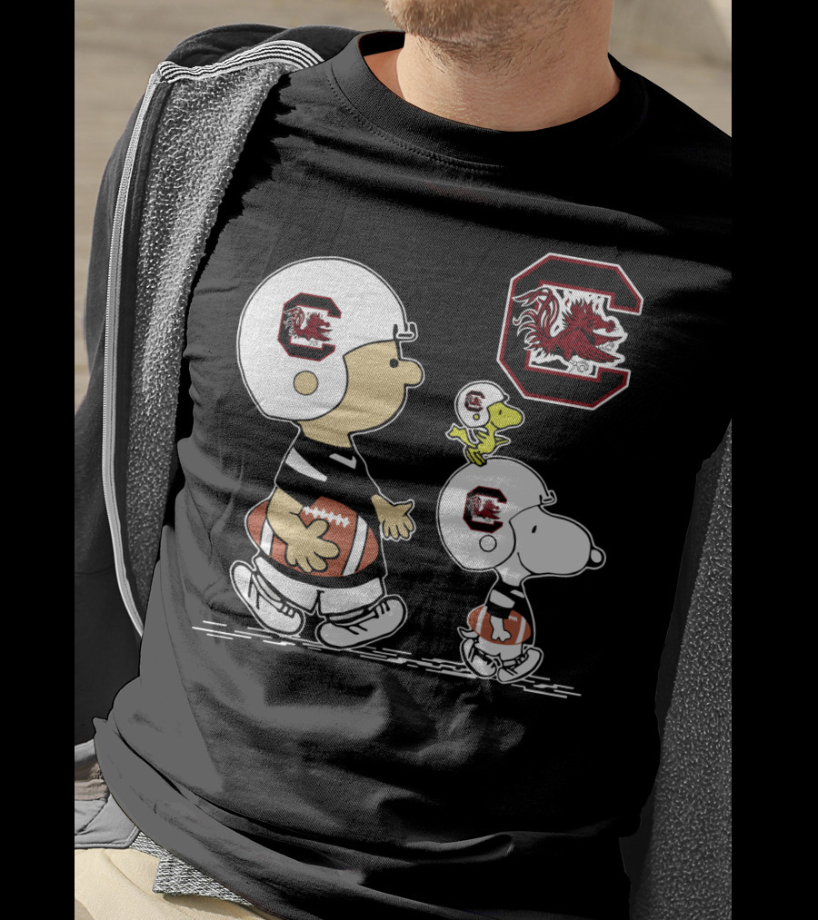 South Carolina Gamecocks Snoopy And Friends Football Helmets T-Shirt