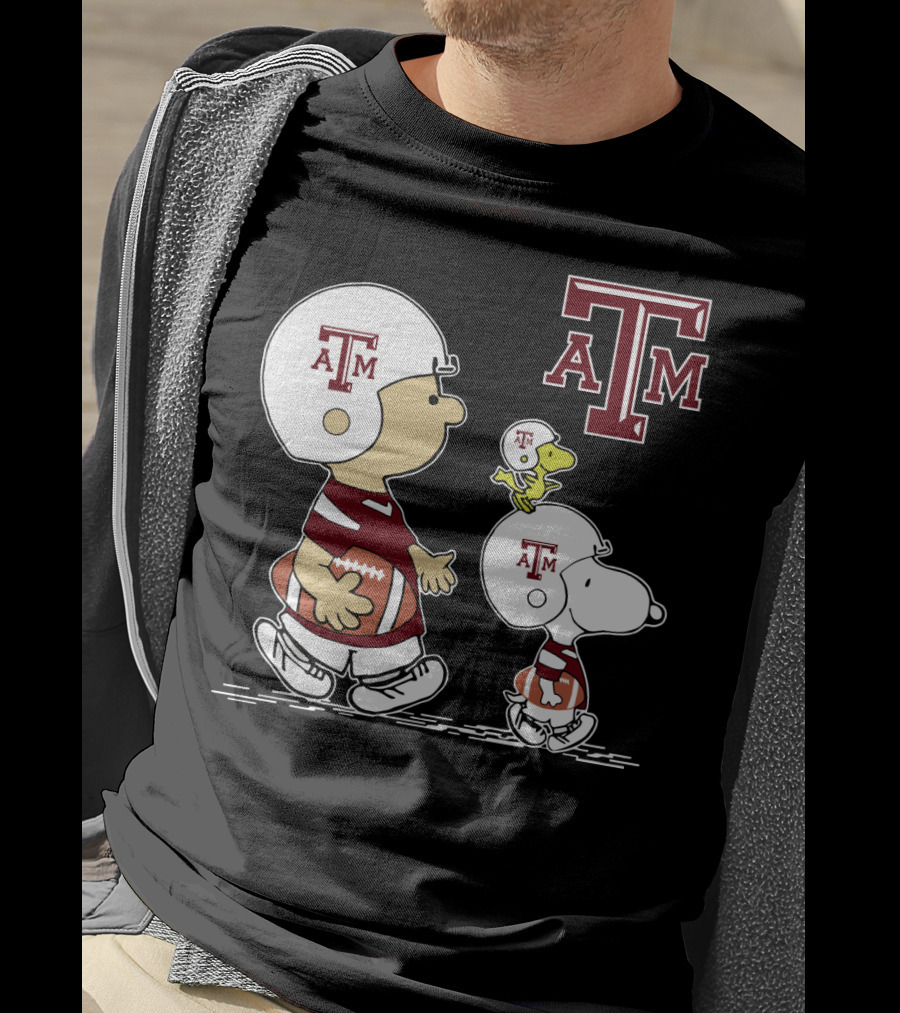Texas A&M Aggies Snoopy Peanuts Football Woodstock T-Shirt