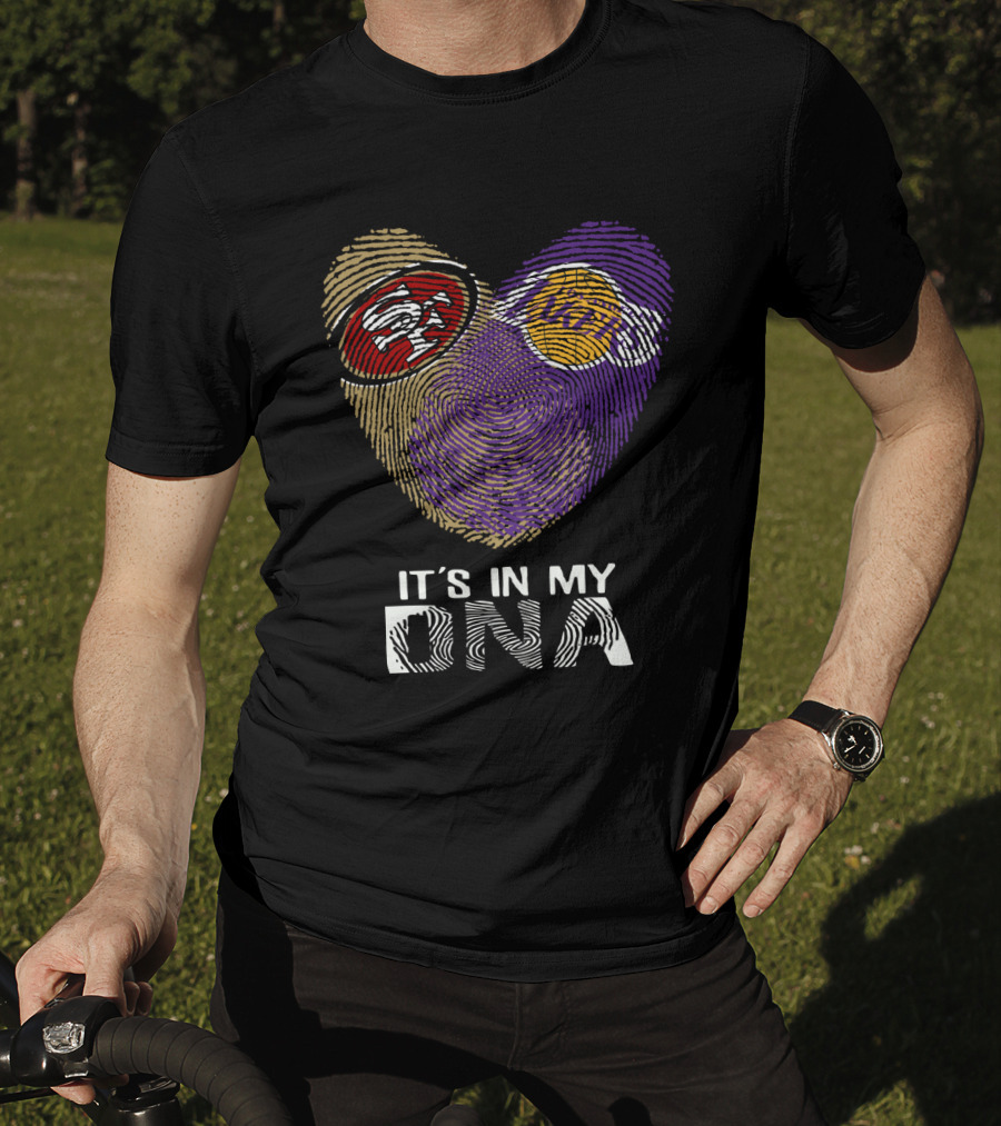 49ers Lakers It's In My DNA Fingerprint Heart T-Shirt