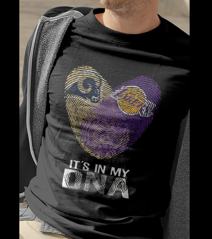 Rams Lakers It's In My Dna Fingerprint Heart T-Shirt