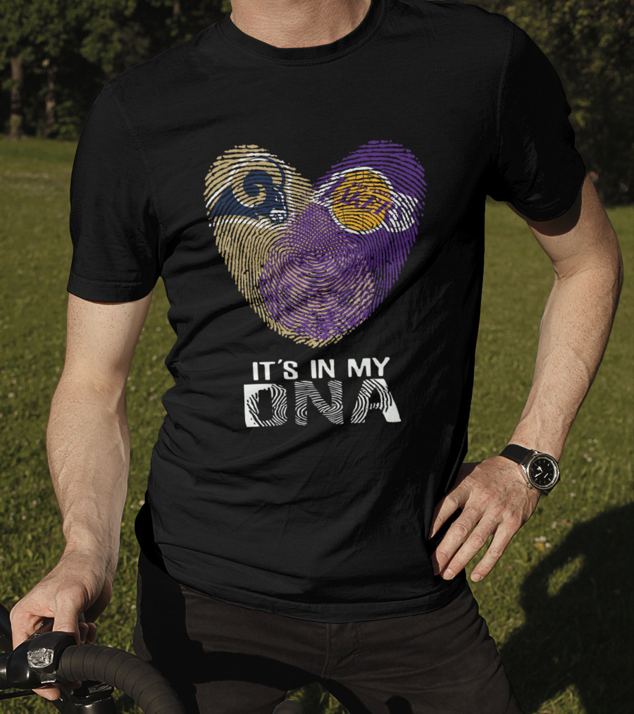 Rams Lakers It's In My Dna Fingerprint Heart T-Shirt