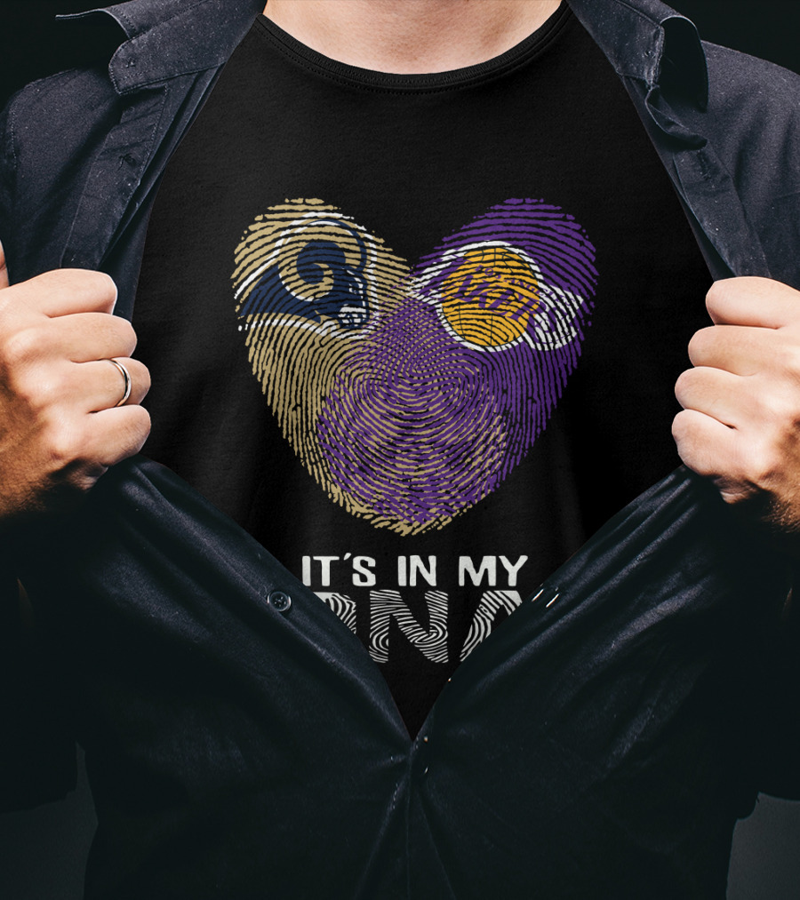 Rams Lakers It's In My Dna Fingerprint Heart T-Shirt