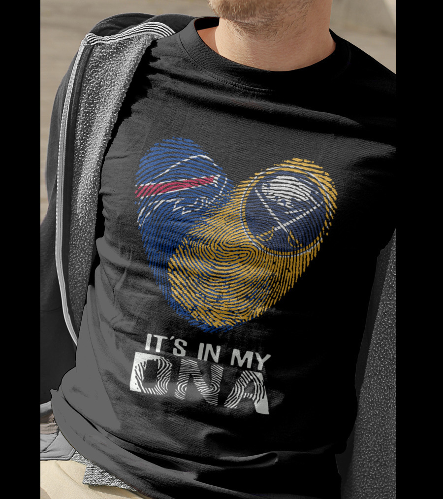 Buffalo Bills Sabres It's In My DNA Fingerprint Heart T-Shirt