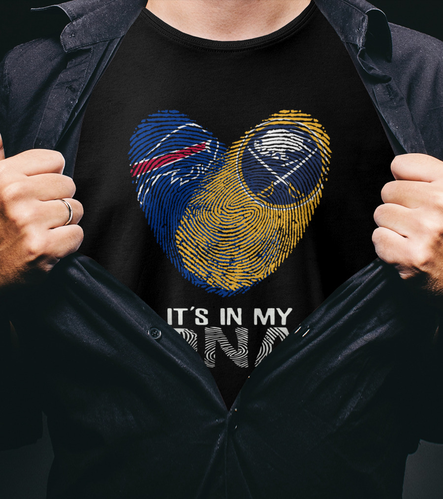 Buffalo Bills Sabres It's In My DNA Fingerprint Heart T-Shirt