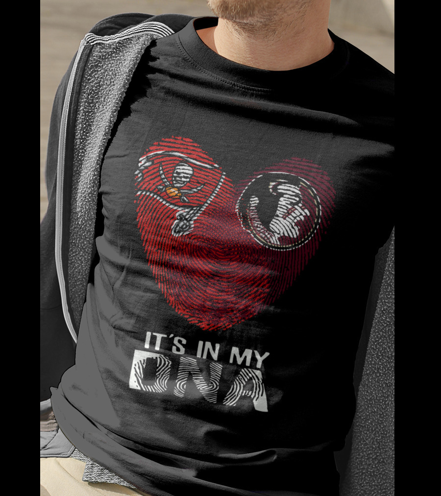 Buccaneers Seminoles It's In My Dna Fingerprint Heart T-Shirt