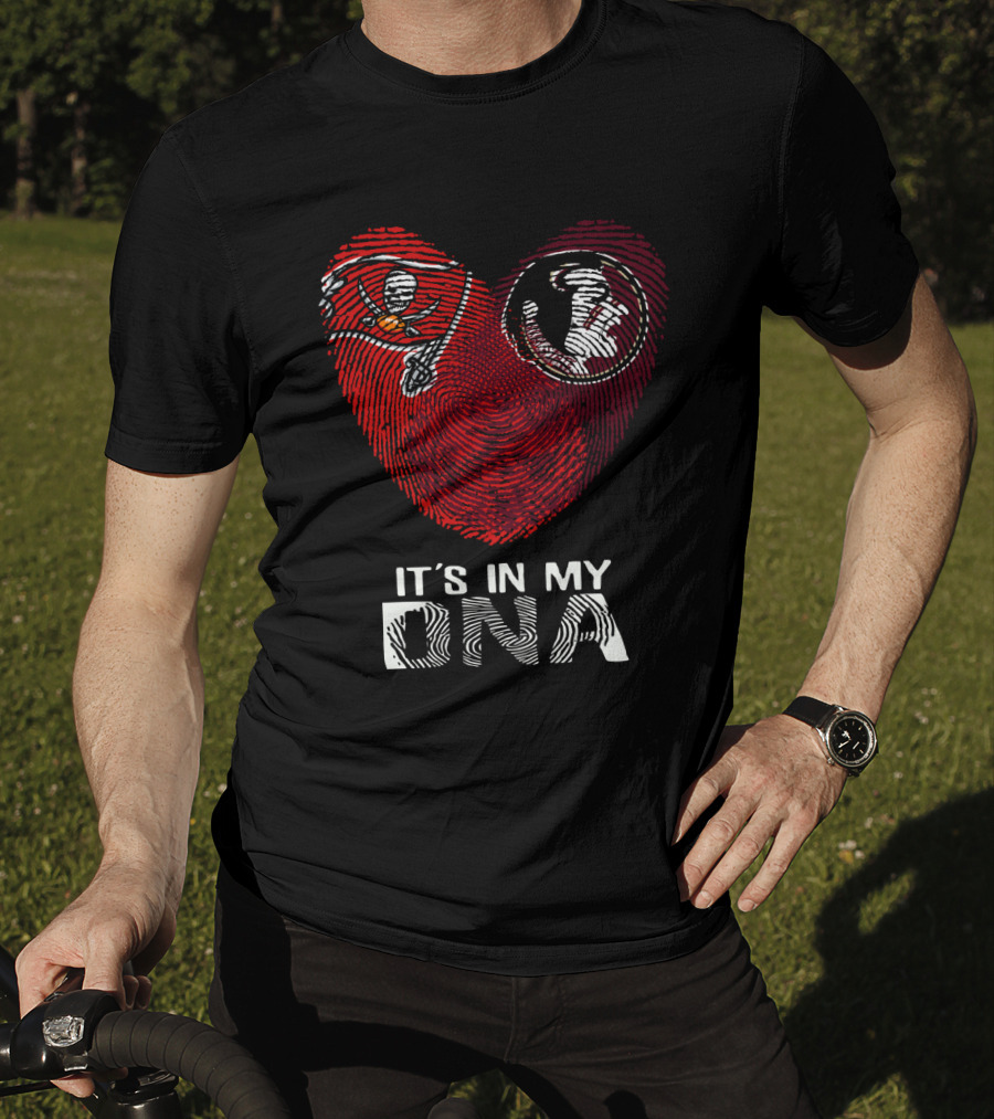 Buccaneers Seminoles It's In My Dna Fingerprint Heart T-Shirt