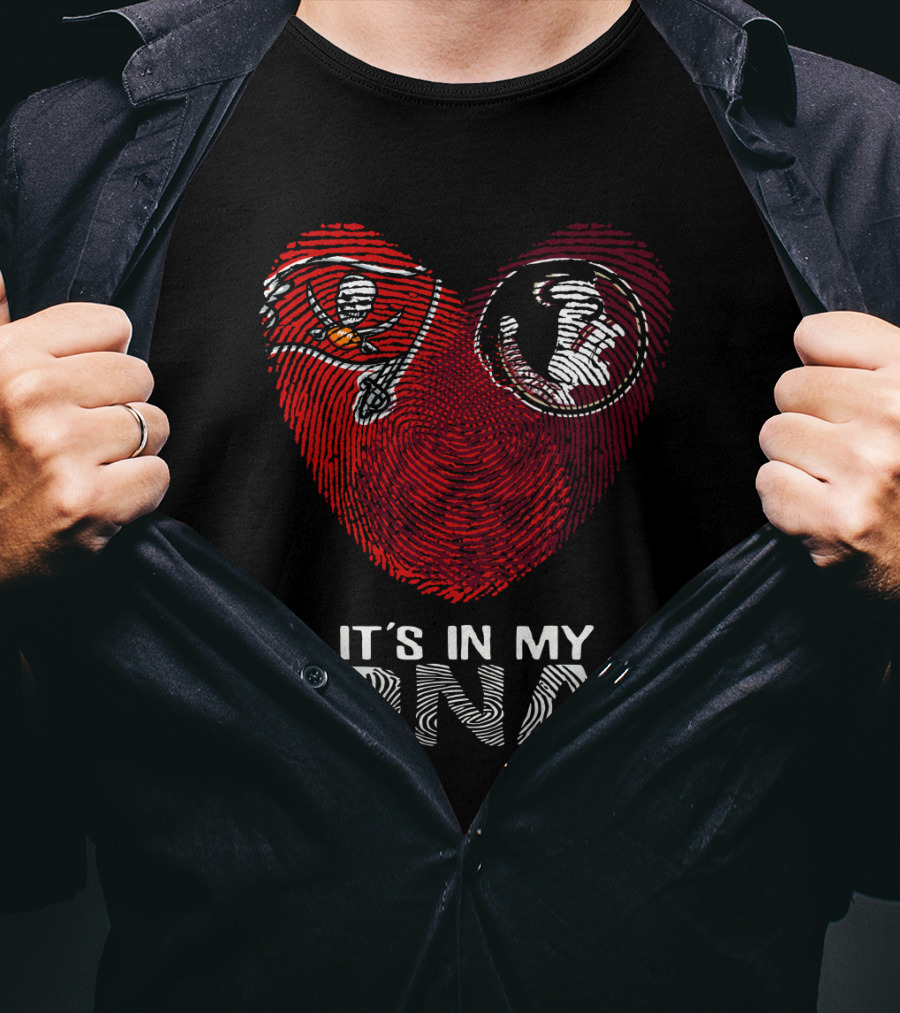 Buccaneers Seminoles It's In My Dna Fingerprint Heart T-Shirt