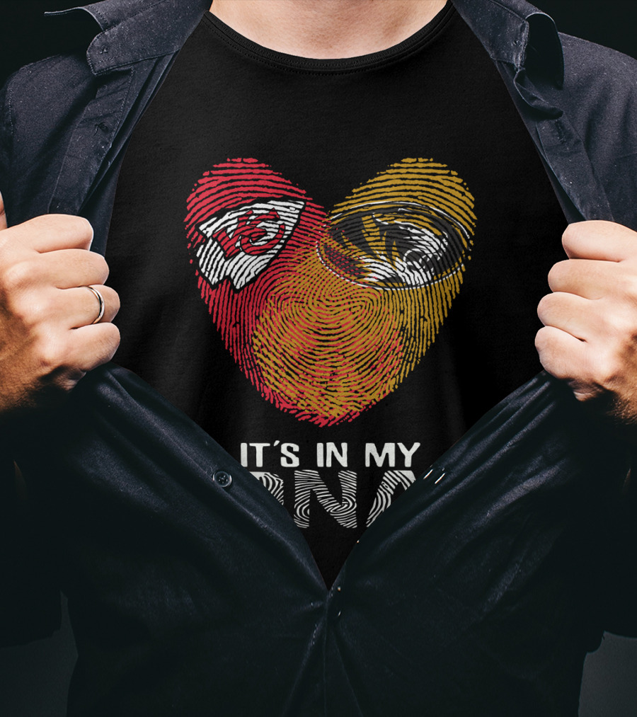 Chiefs Missouri Tigers It's In My Dna Fingerprint Heart T-Shirt