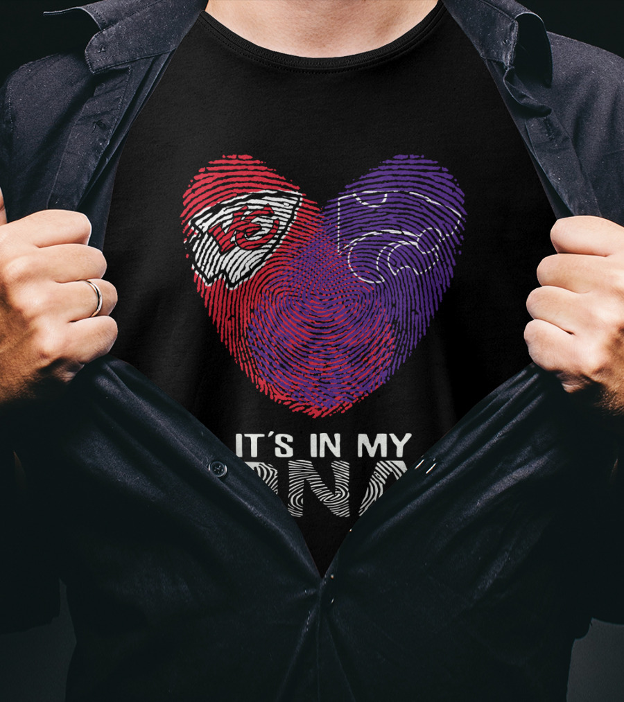 Chiefs Kansas State It's In My DNA Heart Fingerprint T-Shirt