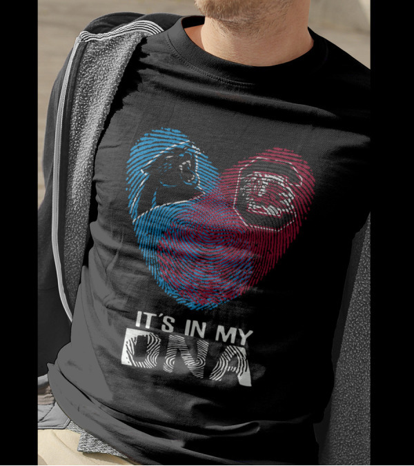 Panthers Gamecock It's In My DNA Fingerprint Heart T-Shirt