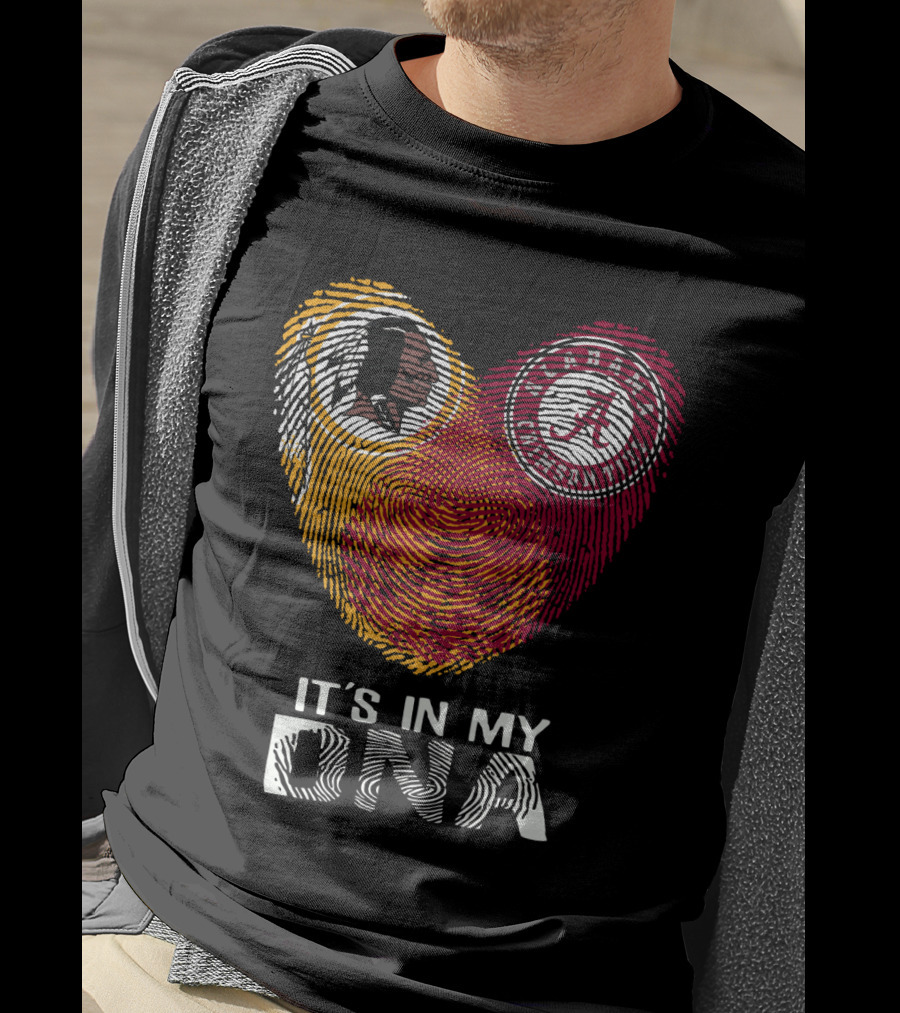 Redskins Crimson Tide It's In My Dna Fingerprint Heart T-Shirt