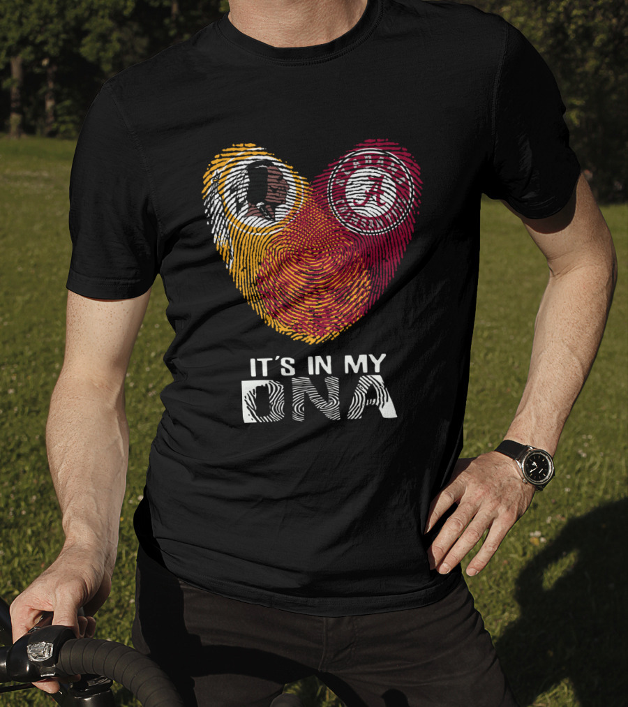 Redskins Crimson Tide It's In My Dna Fingerprint Heart T-Shirt
