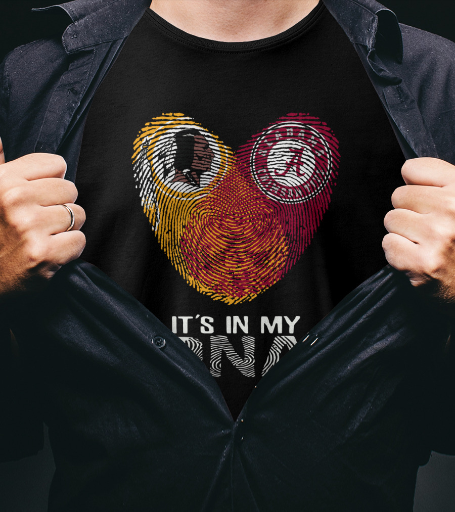 Redskins Crimson Tide It's In My Dna Fingerprint Heart T-Shirt