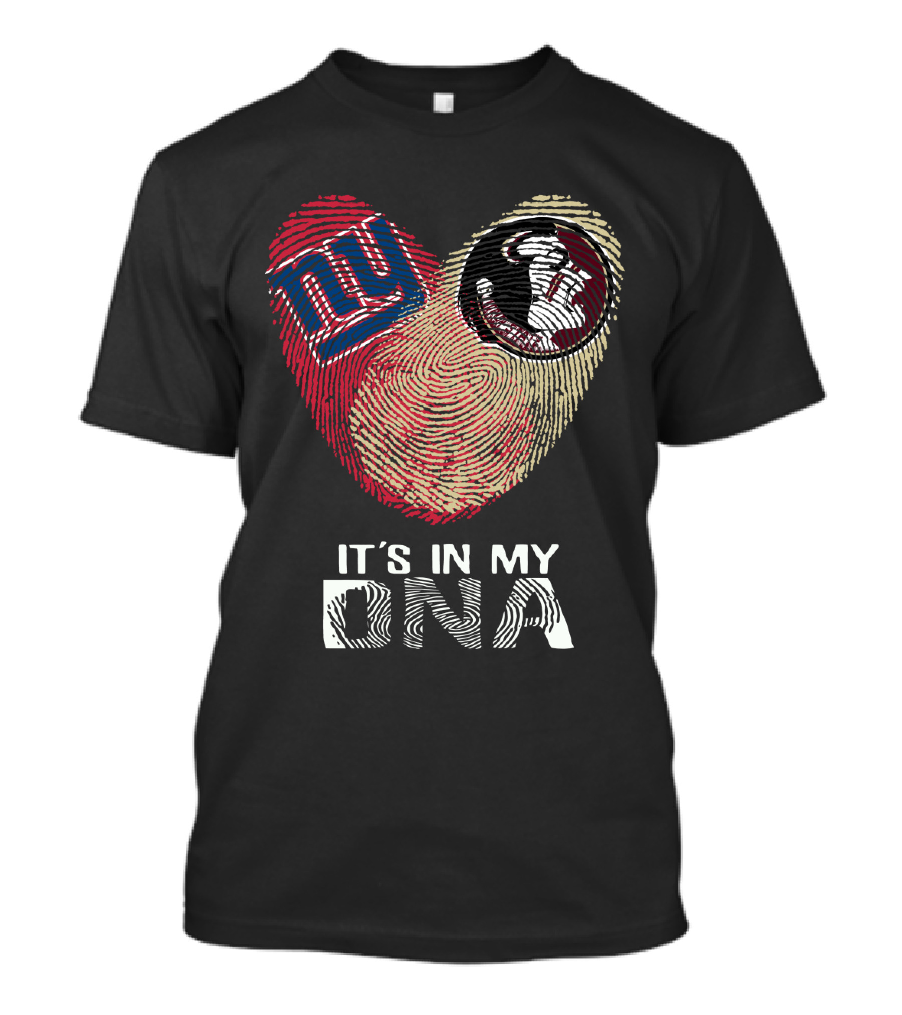 Giants Seminoles It's In My DNA Fingerprint Heart T-Shirt