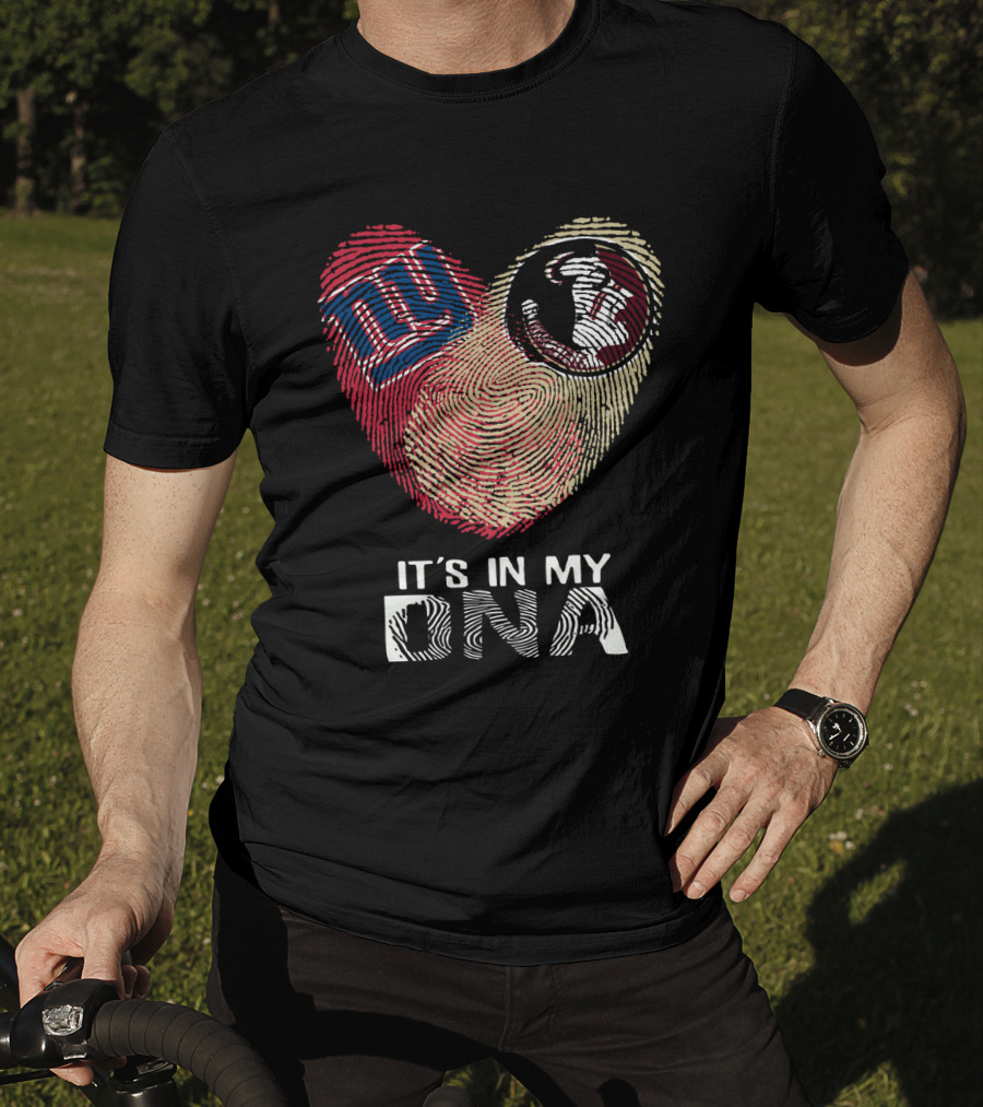 Giants Seminoles It's In My DNA Fingerprint Heart T-Shirt