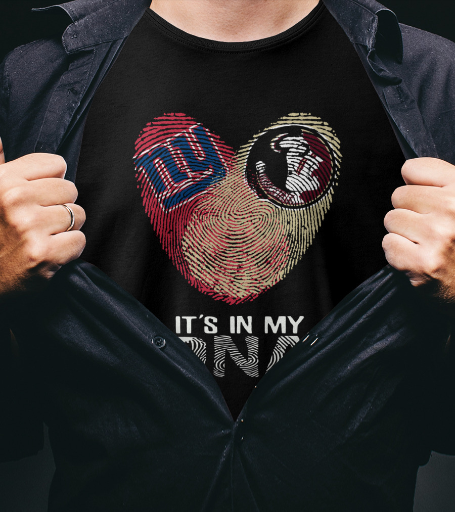 Giants Seminoles It's In My DNA Fingerprint Heart T-Shirt