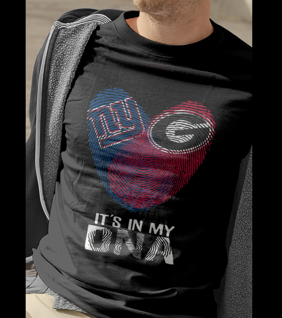 Giants Bulldogs It's In My DNA Fingerprint Heart T-Shirt