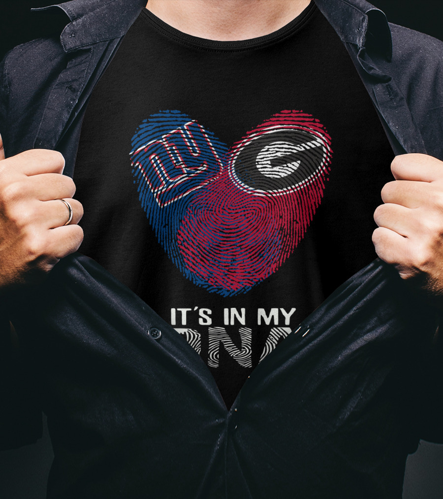 Giants Bulldogs It's In My DNA Fingerprint Heart T-Shirt