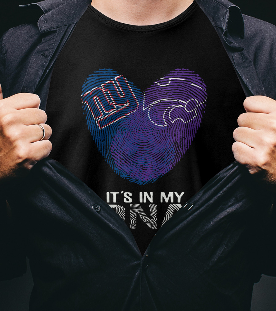Giants Kansas St It's In My DNA Fingerprint Heart T-Shirt