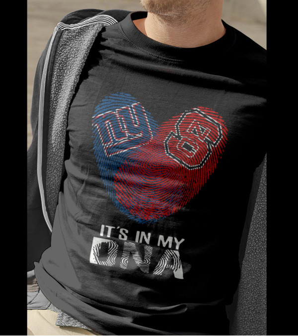 Giants NC State It's In My DNA Fingerprint Heart T-Shirt