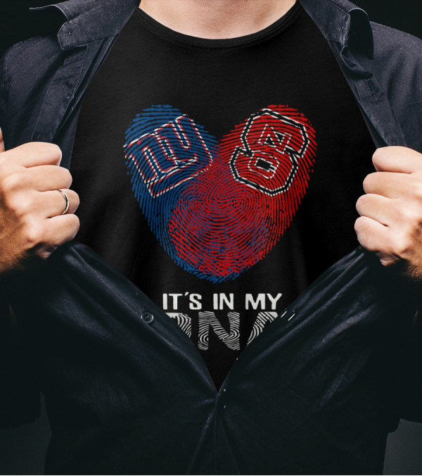 Giants NC State It's In My DNA Fingerprint Heart T-Shirt