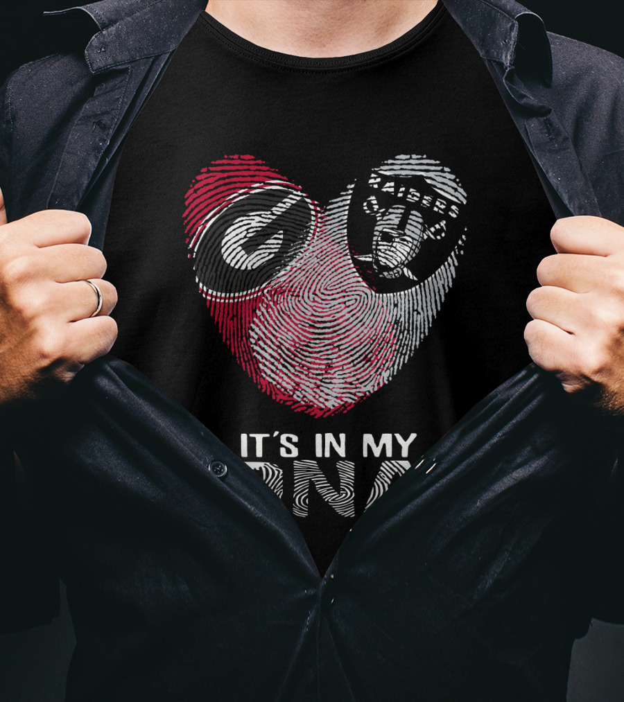 Raiders Bulldogs It's In My DNA Fingerprint Heart T-Shirt