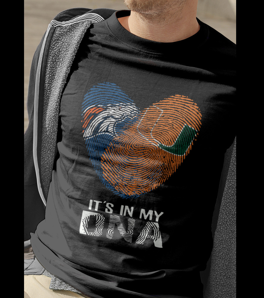 Broncos Hurricanes It's In My DNA Fingerprint Heart T-Shirt