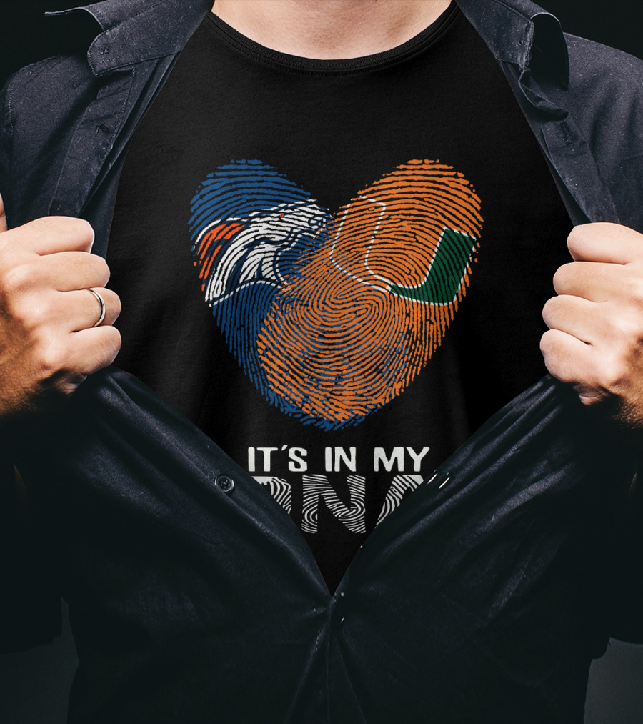 Broncos Hurricanes It's In My DNA Fingerprint Heart T-Shirt