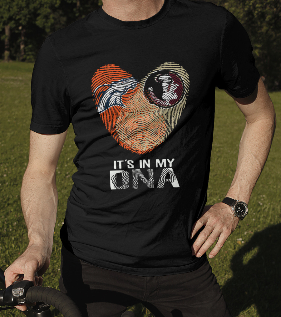 Broncos Seminoles It's In My DNA Heart Fingerprint T-Shirt