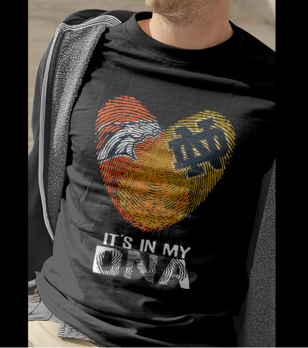 Broncos Notre Dame Fingerprint Heart It's In My DNA T-Shirt