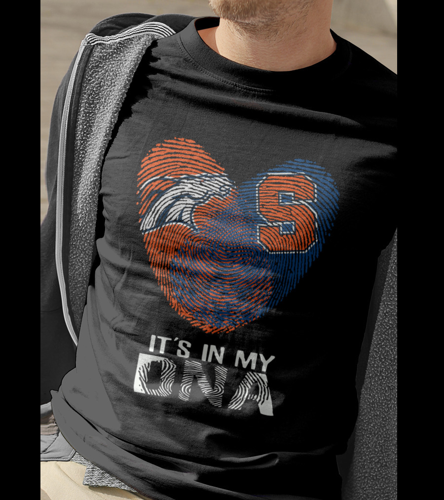 Broncos Syracuse Fingerprint Heart It's In My DNA T-Shirt