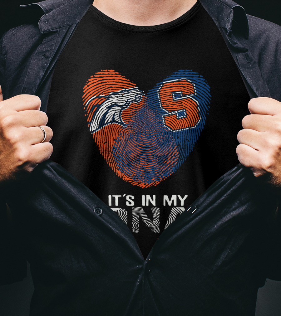 Broncos Syracuse Fingerprint Heart It's In My DNA T-Shirt