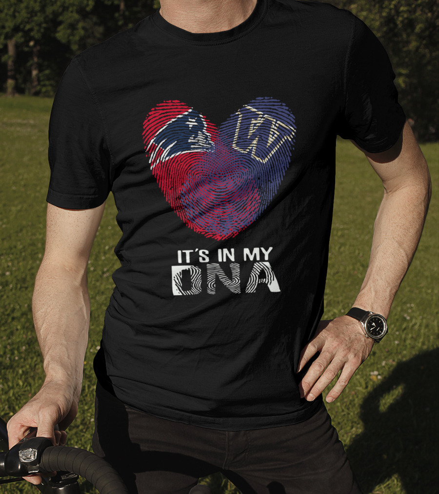 Patriots Huskies Fingerprint Heart It's In My DNA T-Shirt