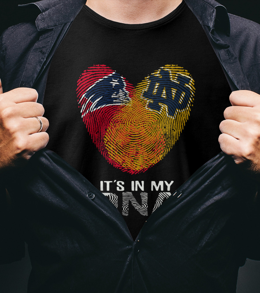 Patriots Notre Dame It's In My DNA Fingerprint Heart T-Shirt