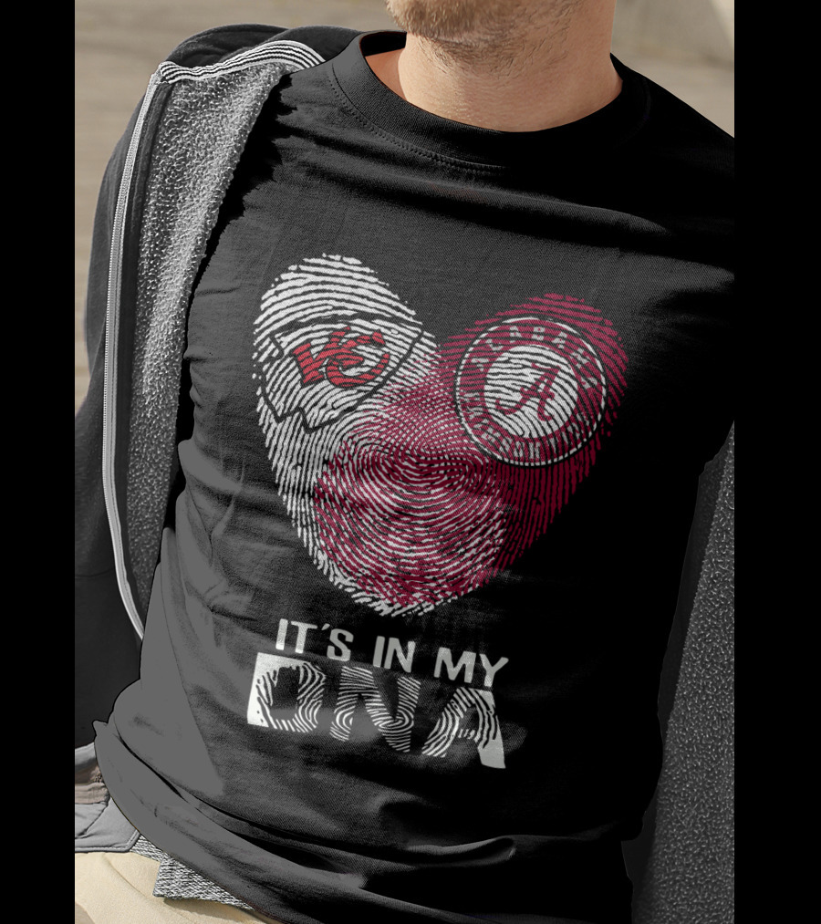 Chiefs Alabama It's In My DNA Fingerprint Kansas City Crimson Tide Heart T-Shirt