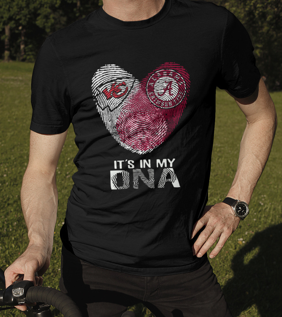 Chiefs Alabama It's In My DNA Fingerprint Kansas City Crimson Tide Heart T-Shirt