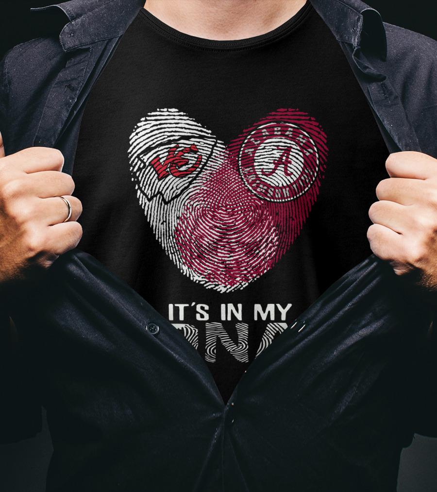 Chiefs Alabama It's In My DNA Fingerprint Kansas City Crimson Tide Heart T-Shirt