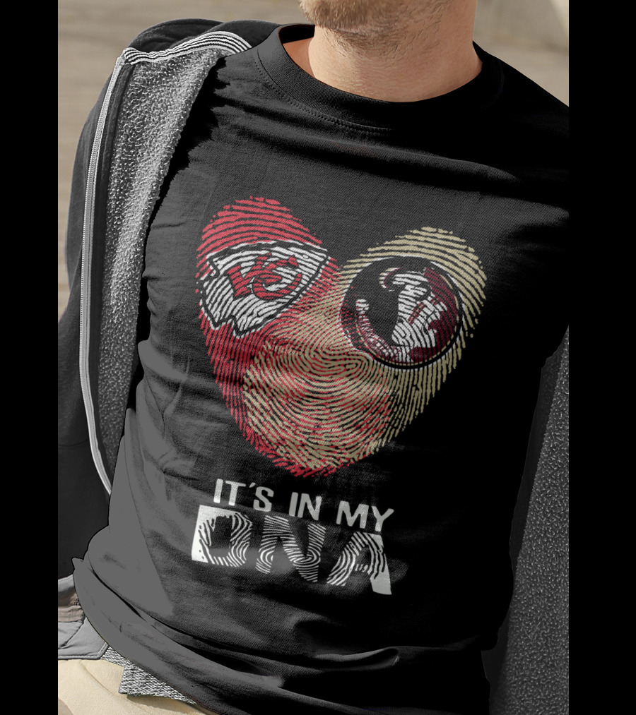 Chiefs Seminoles Fingerprint Heart It's In My Dna T-Shirt