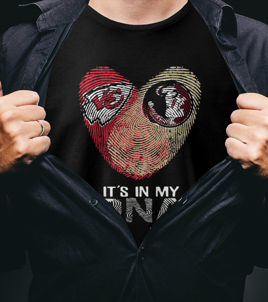 Chiefs Seminoles Fingerprint Heart It's In My Dna T-Shirt