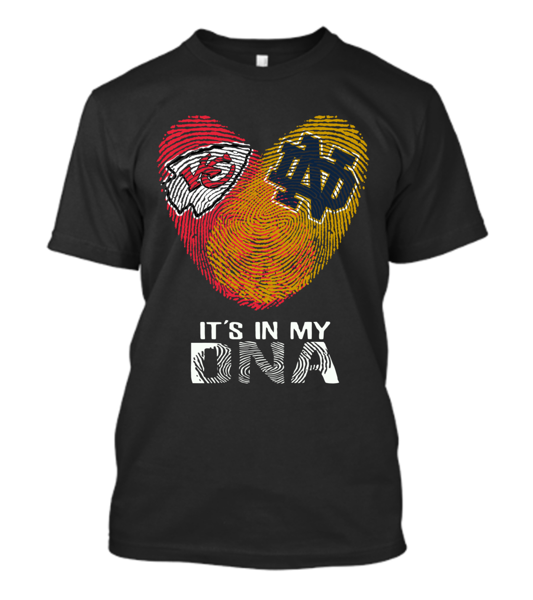Chiefs Notre Dame It's In My DNA Fingerprint Heart T-Shirt