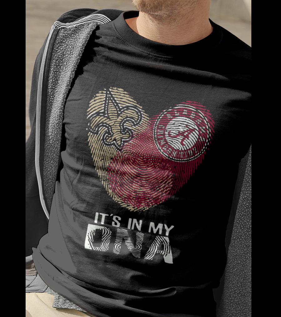 Saints Alabama It's In My DNA Fleur-de-Lis Fingerprint Crimson Tide T-Shirt