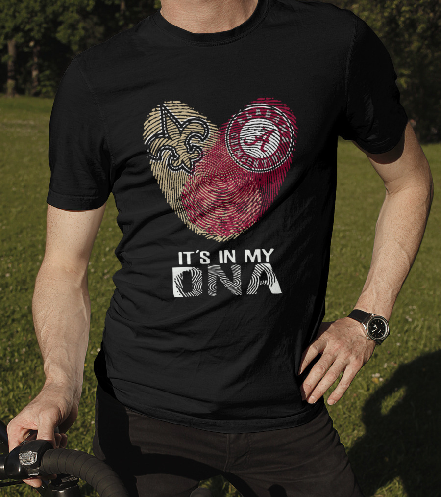 Saints Alabama It's In My DNA Fleur-de-Lis Fingerprint Crimson Tide T-Shirt