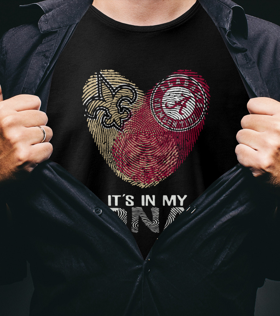 Saints Alabama It's In My DNA Fleur-de-Lis Fingerprint Crimson Tide T-Shirt