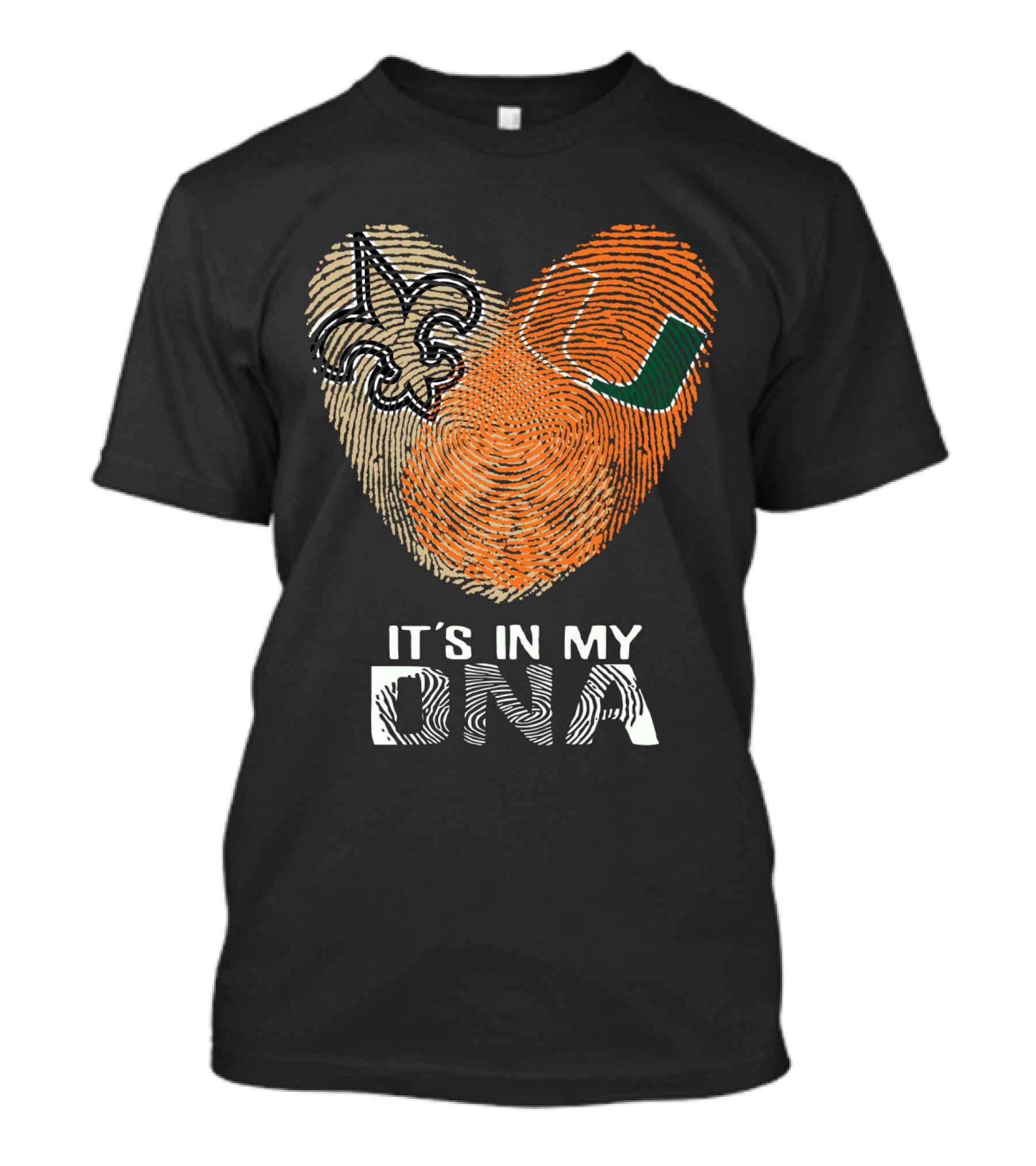 Saints Hurricanes It's In My DNA Fleur De Lis And Fingerprint Heart T-Shirt