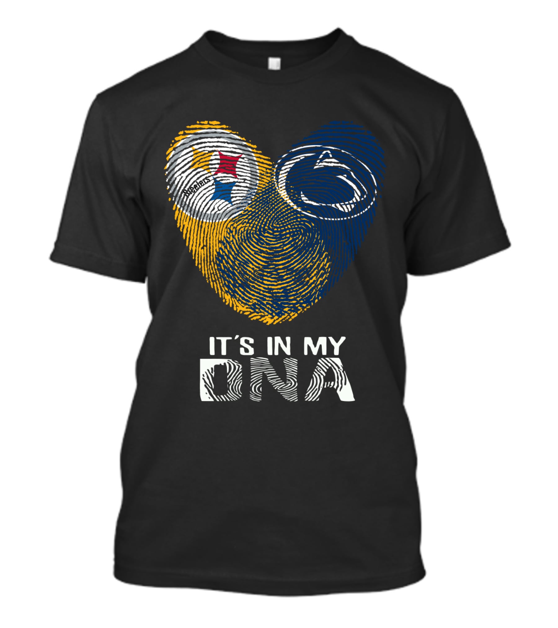 Steelers Penn State It's In My Dna Fingerprint Heart Logos T-Shirt
